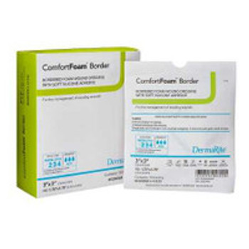 ComfortFoam Border Foam Dressing  Size 3 x 3'' Square  Waterproof Backing, Silicone Adhesive  Sterile, Pack of 1