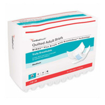 Unisex Adult Incontinence Brief Wings Quilted Plus with BreatheEasy Technology Medium Disposable Heavy Absorbency 66133 Bag of 12