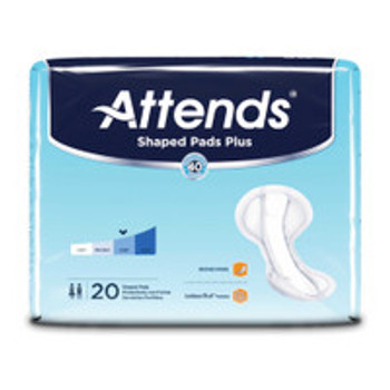 Bladder Control Pad Attends® Shaped Pads Super Plus 12 x 25-1/2 Inch Heavy Absorbency Polymer Core One Size  SPDPA Pack of 20