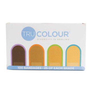 Adhesive Strip Tru-Colour® 1 x 3 Inch Fabric Rectangle Beige / Olive / Brown / Dark Brown Sterile TCB-VBX100 Case of 3600