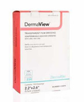Transparent Film Dressing DermaView 4 x 5 Inch 2 Tab Delivery Rectangle Sterile 00251E Box of 50