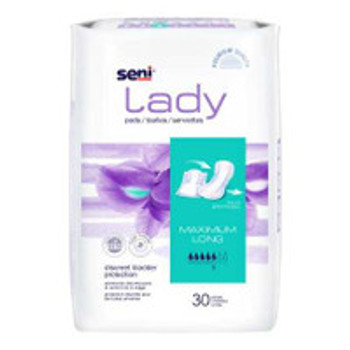 Bladder Control Pad Seni® Lady Maximum 11 Inch Length Moderate Absorbency Superabsorbant Core One Size  S-5P30-PS1 Case of 180
