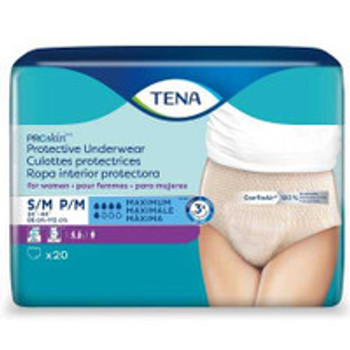 Female Adult Absorbent Underwear TENA® ProSkin Protective Pull On with Tear Away Seams Small / Medium Disposable Moderate Absorbency 73020 Case of 80