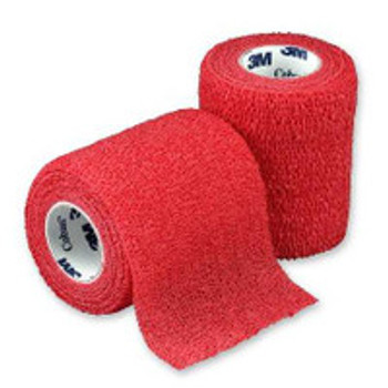 Cohesive Bandage 3M Coban 3 Inch x 5 Yard Self-Adherent Closure Red NonSterile Standard Compression 1583R Box of 24