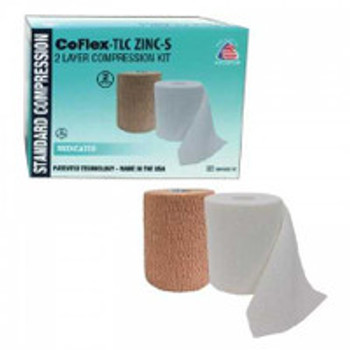 2 Layer Compression Bandage System CoFlex® TLC Zinc with Indicators 4 Inch x 6 Yard / 4 Inch x 7 Yard Self-Adherent / Pull On Closure Tan NonSterile 35 to 40 mmHg 8840UBZ-SC Case of 16
