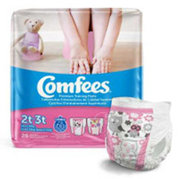 Female Toddler Training Pants Comfees® Pull On with Tear Away Seams Size 2T to 3T Disposable Moderate Absorbency CMF-G2 Case of 156