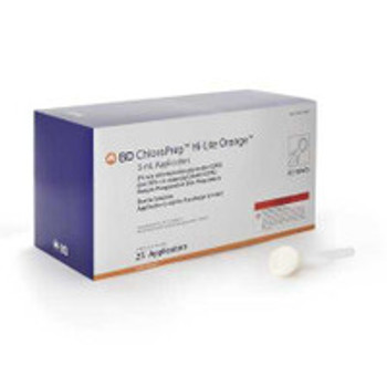 BD ChloraPrep Hi-Lite Orange Skin Prep Solution Foam Applicator, 2% / 70% Strength, 3 mL, Sterile, 25 Applicators per Box, 4 Boxes per Case, Case of 1