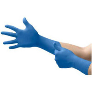 Exam Glove SafeGrip® Small NonSterile Latex Extended Cuff Length Textured Fingertips Blue Chemo Tested SG-375-S Box of 50