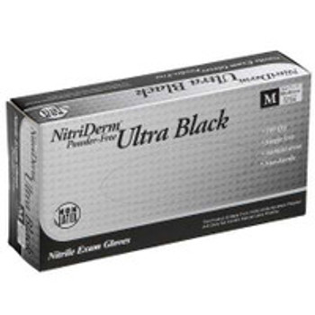 Exam Glove NitriDerm® Ultra Black Medium NonSterile Nitrile Standard Cuff Length Textured Fingertips Black Chemo Tested / Fentanyl Tested 187200 Box of 100