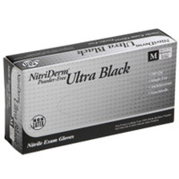 Exam Glove NitriDerm® Ultra Black Medium NonSterile Nitrile Standard Cuff Length Textured Fingertips Black Chemo Tested / Fentanyl Tested 187200 Case of 1000