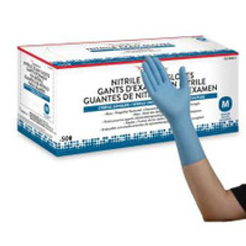 Exam Glove Flexam® Medium Sterile Single Nitrile Extended Cuff Length Textured Fingertips Blue Chemo Tested N8821 Box of 50