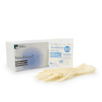 Surgical Glove NitriDerm® Size 8 Sterile Nitrile Standard Cuff Length Fully Textured White Chemo Tested 135280 Box of 50