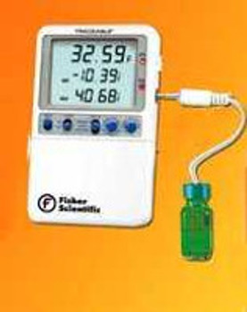 Refrigerator / Freezer Thermometer Fisherbrand Traceable® Fahrenheit -58° to +158°F (-50° to +70°C) Bottle Probe Desk / Wall Mount Battery Operated S98173 Pack of 1