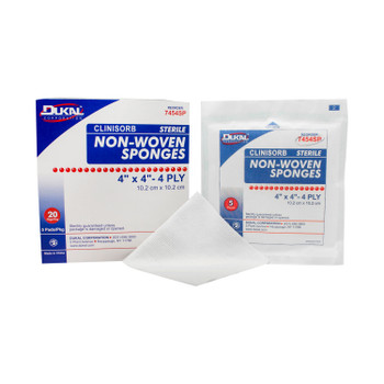 7454SP Dukal Corporation. New Sponge, 4" x 4", 4-Ply, Sterile, 20 pk/bx, 80 bx/cs (cs)