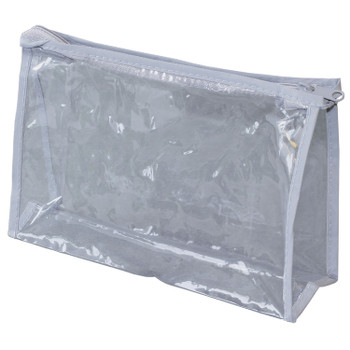 CVP500 New World Imports. Vinyl Pouch, Clear See-Through with Grey Traim, Zipper Closure, 8" x 5" x 2.375", Gusset, 500/cs (cs)