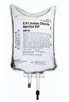 2B1323Q Baxter Replacement Preparation Sodium Chloride, Preservative Free 0.9% Intravenous IV Solution Flexible Bag 500 mL (24/CS)