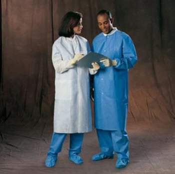 Halyard Lab Coat (XX-Large), Protective 3 Layer Fabric, Light Fluid Contact, Blue, 25/cs