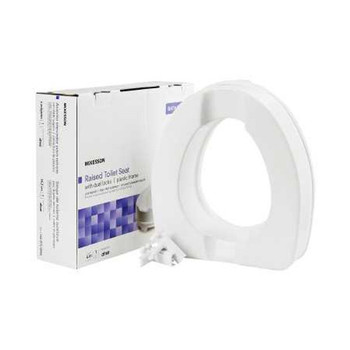Raised Toilet Seat McKesson 4 Inch Height White 400 lbs. Weight Capacity 146-RTL12064 Each/1