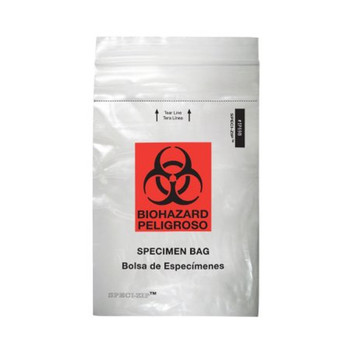 Specimen Transport Bag with Document Pouch Speci-Zip 6 X 9 Inch Zip Closure Biohazard Symbol NonSterile M0015 Case/1000