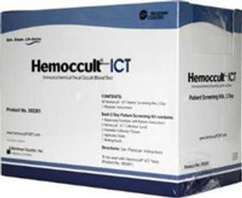 Cancer Screening Patient Sample Collection and Screening Kit Hemoccult® ICT 2-Day Fecal Occult Blood Test (iFOB or FIT) 50 Tests CLIA Waived 395261A Box of 50