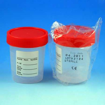 Specimen Container 56.8 X 72.5 mm Polypropylene Patient Information Screw Cap 120 mL 4 oz. Sterile 5912 Case/100