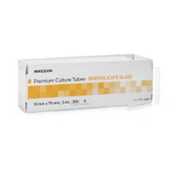 McKesson Test Tube Plain 3 mL Without Closure Glass Tube 177-1503 Box of 250