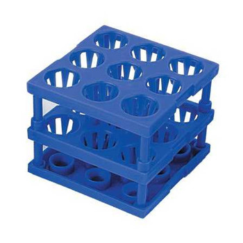 Tube Cube Rack McKesson 9 Place 8 to 16 mm Tube Size Blue 3 x 3 x 3 Inch 3096 Pack of 1