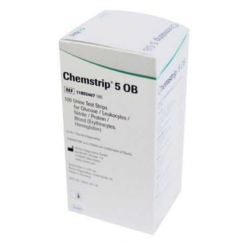 Urine Reagent Strip Chemstrip 5 OB Glucose Blood Protein Nitrite Leukocytes 11893467160 Box/100