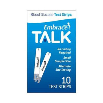 Blood Glucose Test Strips Embrace 10 Strips per vial in each Box Small Blood sample size For Embrace No Code Blood Glucose Systems APX03AB0302 Case/1000
