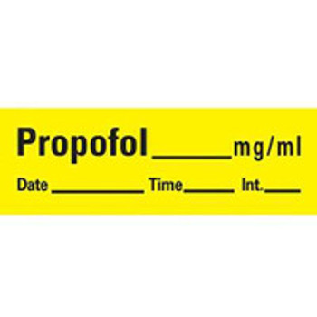 Drug Label Barkley® Anesthesia Label Tape Propofol Yellow 1/2 x 1-1/2 Inch AN-27 Roll of 1