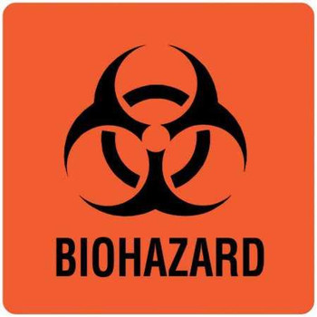 Pre-Printed Label UAL Warning Label Fluorescent Red Paper Biohazard / Symbol Black Biohazard 3 X 3 Inch ULBH050 Pack/1