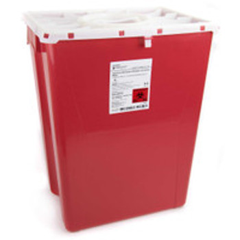 Sharps Container McKesson Prevent® Red Base 20-4/5 H x 17-3/10 W x 13 L Inch Vertical Entry 12 Gallon 2267 Pack of 1