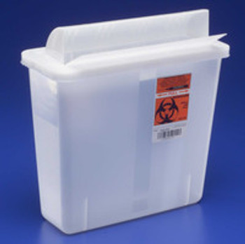 Multi-purpose Sharps Container In-Room 1-Piece 11H x 10.75W x 4.75D Inch 5 Quart Translucent Base Horizontal Entry Lid 851201 Pack of 1