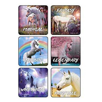 Kids Love Stickers® 90 per Roll Fantasy Unicorns Sticker 2-1/2 Inch 2956 Roll of 1