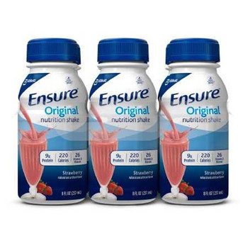 Oral Supplement Ensure Original Strawberries and Cream 8 oz. Bottle Ready to Use 57234 Case/24