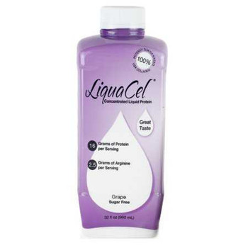 LiquaCel Concentrated Protein Liquid for Wound Healing, 16 g Hydrolyzed Collagen, Sugar Free, Grape Flavor, 32 oz., Bottle of 1