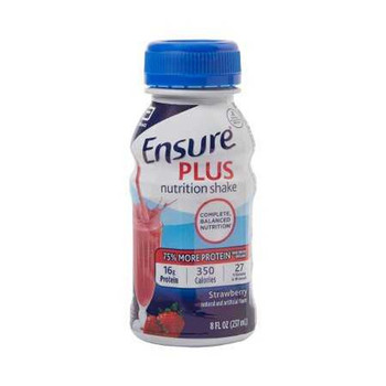 Oral Supplement Ensure® Plus Nutrition Shake Strawberry Flavor Liquid 8 oz. Bottle 57269 Case of 24