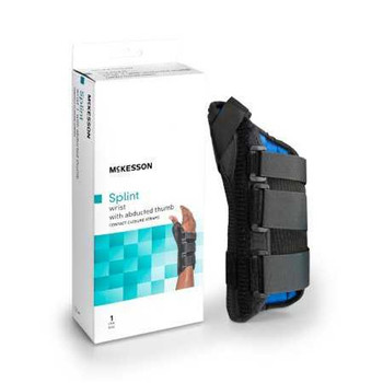 Wrist Brace with Abducted Thumb McKesson Aluminum / Foam / Lycra / Plastic Right Hand Black Small 155-81-87303 Each/1