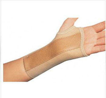 Wrist Brace ProCare® Low Profile / Contoured / Wrap Around Aluminum / Cotton / Elastic Left Hand Beige Large 79-87087 Pack of 1