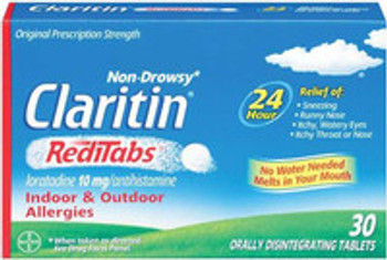 Claritin Claritin Redi Tabs 24 Hour Allergy Relief Loratadine 10 mg Strength, Non-Drowsy, 30 Tablets per Box, Box of 1