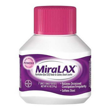 Laxative MiraLAX® Unflavored Powder 4.1 oz. 17 Gram Strength Polyethylene Glycol 3350 11523723402 Pack of 1