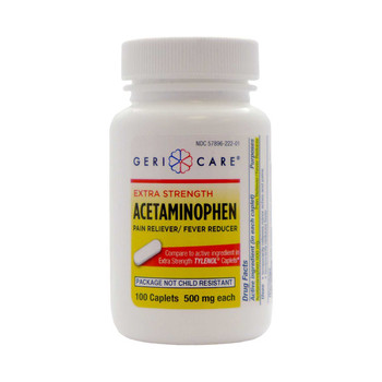 Pain Relief Geri-Care® 500 mg Strength Acetaminophen Caplet 100 per Bottle 221-01-GCP Case of 12