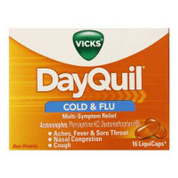 Cold and Cough Relief Vicks® 325 mg - 10 mg - 5 mg Strength Gelcap 16 per Box 37000055816 Box of 1