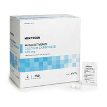 McKesson Antacid Tablets Calcium Carbonate 420 mg Strength, Mint Flavor, 2 Tablets per Packet, 250 Packets per Box, Box of 1