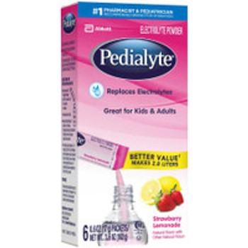 Oral Electrolyte Solution Pedialyte® Powder Packs Strawberry Lemonade Flavor 0.6 oz. Electrolyte 64172 Pack of 6