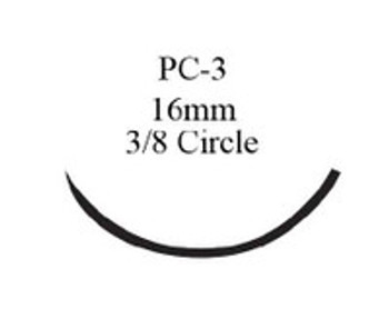 Absorbable Suture with Needle Monocryl Poliglecaprone PC-3 3/8 Circle Precision Conventional Cutting Needle Size 5 - 0 Monofilament Y844G Box of 12