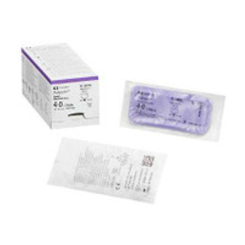 Absorbable Suture with Needle Polysorb Polyester P-13 3/8 Circle Precision Reverse Cutting Needle Size 4 - 0 Braided SL-5691G Box of 1