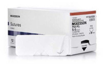 Absorbable Suture with Needle McKesson Polyglycolic Acid / PCL P-13 3/8 Circle Precision Reverse Cutting Needle Size 5 - 0 Monofilament SY493GX Box of 1