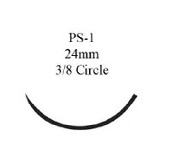 Absorbable Suture with Needle Monocryl Poliglecaprone PS-1 3/8 Circle Precision Reverse Cutting Needle Size 3 - 0 Monofilament Y936H Box of 36