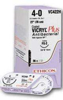 Absorbable Suture with Needle Coated Vicryl Plus Polyglactin 910 CT-2 1/2 Circle Taper Point Needle Size 2 - 0 Braided VCP269H Box of 36